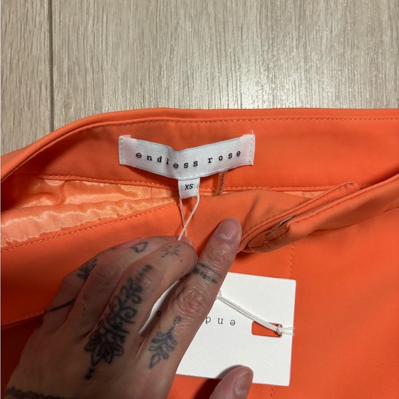 Endless Rose Vibrant Orange Blazer and Shorts Ensemble - Picture 3 of 4